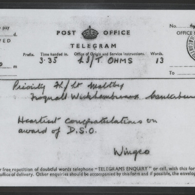 Telegram to Flight Lieutenant Maltby